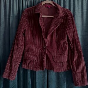 Women's Burgundy Pinstripe Blazer